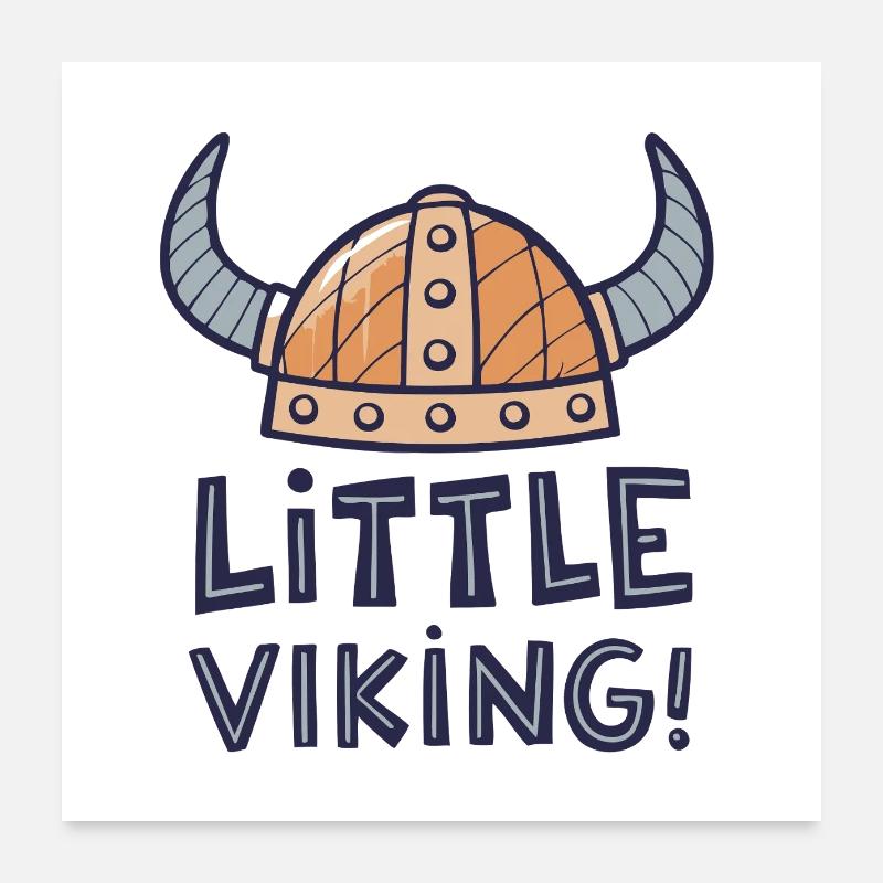 Petit Viking Dessin Amusant - Poster 60 x 60 cm - blanc