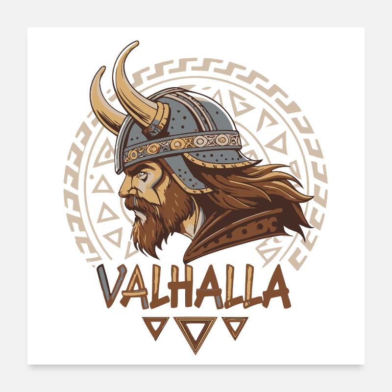 Viking Valhalla Runic Helmet Poster 24" x 24" (60x60 cm)