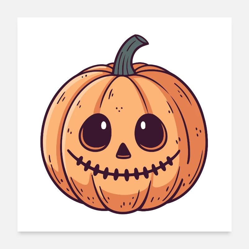 Pumpkin Skull Cartoon Poster 60 x 60 cm