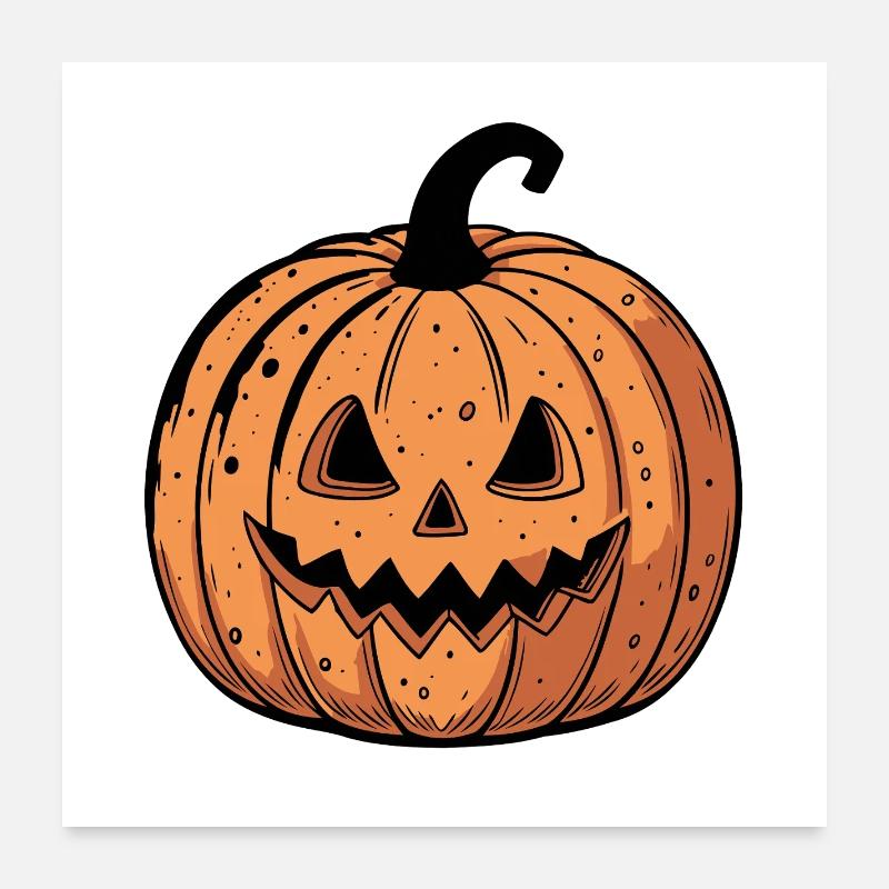 Citrouille Jack-o'-lantern Orange Noire Poster 60 x 60 cm