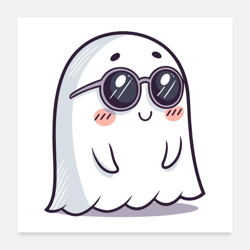 Ghost Chic Schwarze Cartoon-Brille Poster 60x60 cm