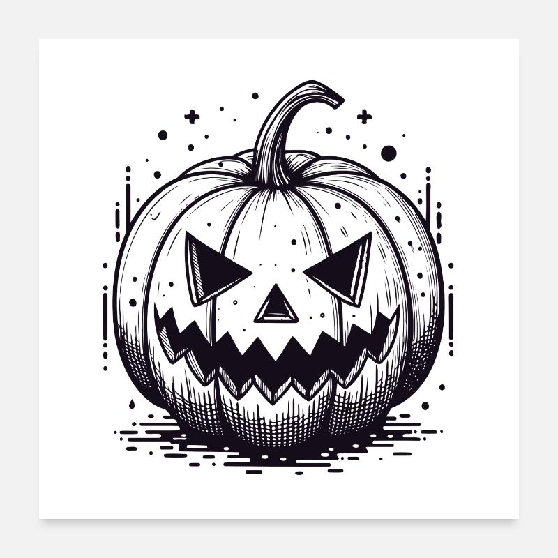 Citrouille Jackolantern Noire Poster 60 x 60 cm