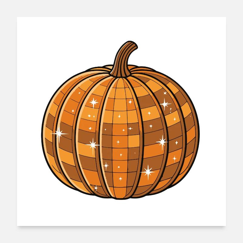 Geometric Disco Pumpkin Poster 24" x 24" (60x60 cm)