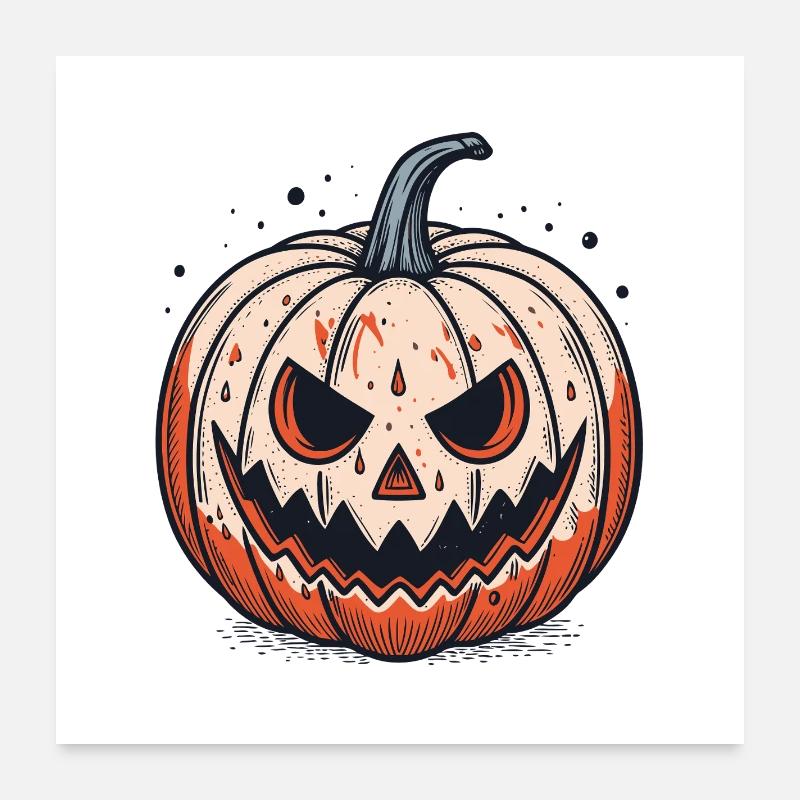 Gruseliger Jackolantern Kürbis Poster 60x60 cm