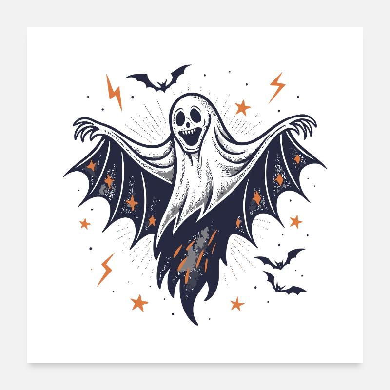 Fantôme Halloween Ailes Déployées Poster 60 x 60 cm