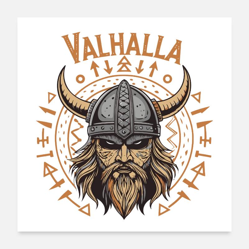 Mächtiger Wikinger mit Walhalla-Helm Poster 60x60 cm