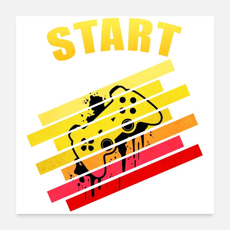 Retro Vintage Start Gaming Controller | Neon Graff Poster 60x60 cm
