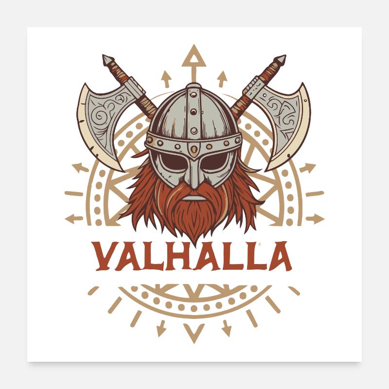 Valhalla Viking Axe & Beard Poster 24" x 24" (60x60 cm)