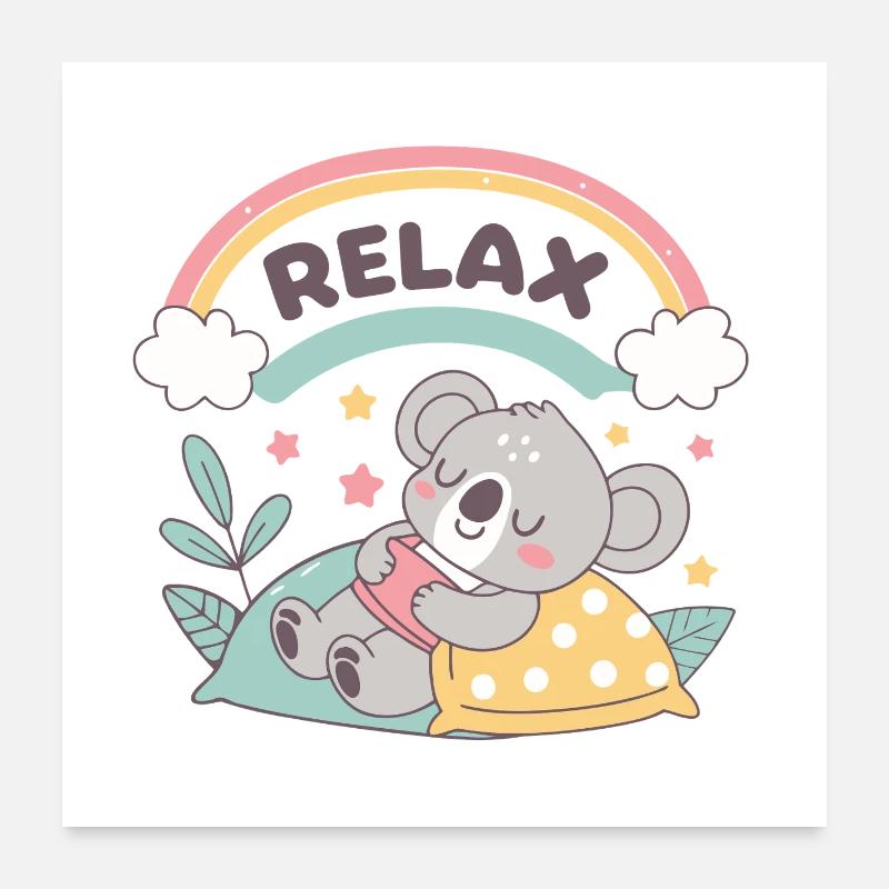 Koala au Rêve Doux Arc en Ciel Poster 60 x 60 cm