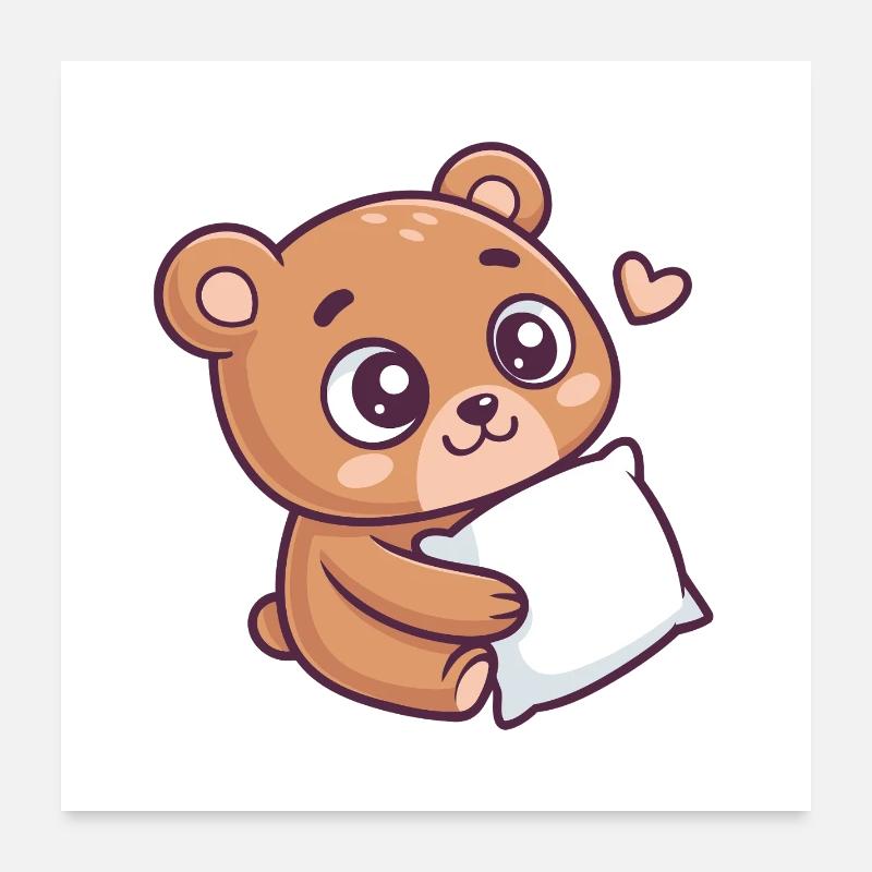 Ourson Doux Câlin Cœur Poster 60 x 60 cm