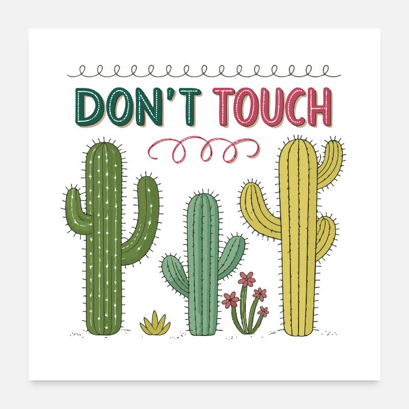 Ne Pas Toucher Cactus Coloré Poster 60 x 60 cm