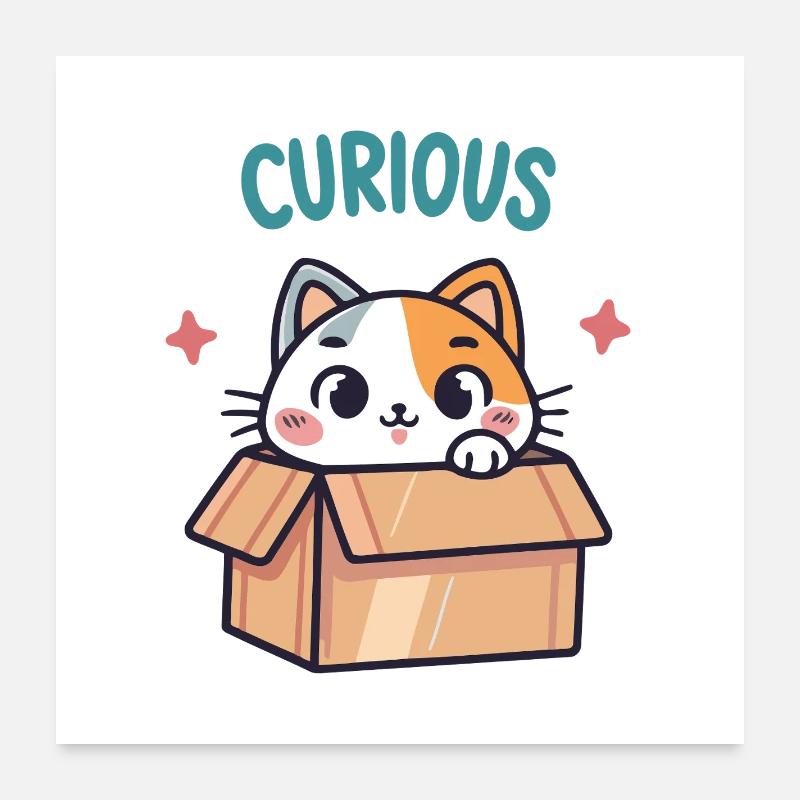 Curious Cat in its Box Poster 24" x 24" (60x60 cm)