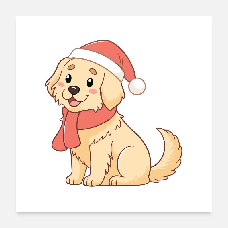 Chien Noël chaleureux dessin Poster 60 x 60 cm