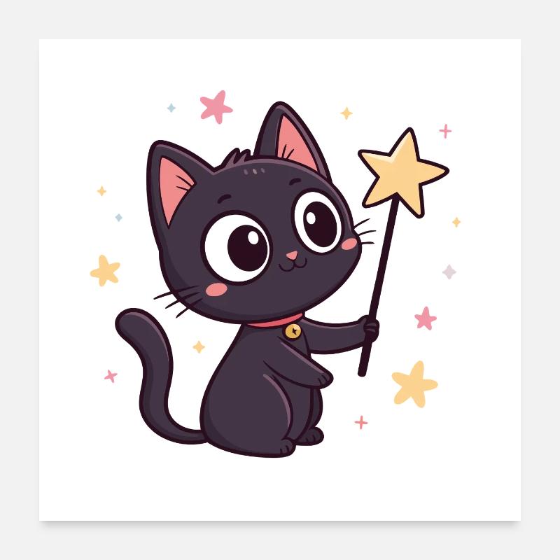Magic Cat and Star Poster 24" x 24" (60x60 cm)