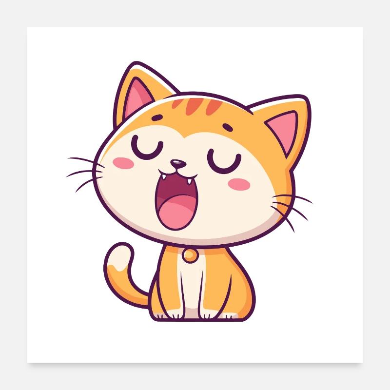 Chaton Mignon Souriant Poster 60 x 60 cm