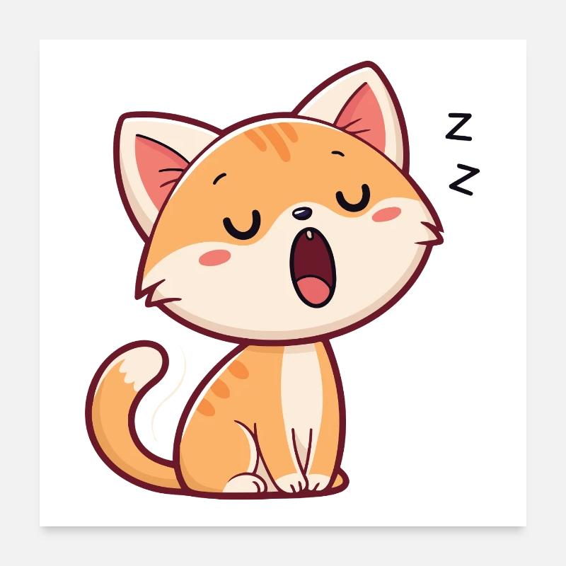 Chaton endormi pastel Poster 60 x 60 cm