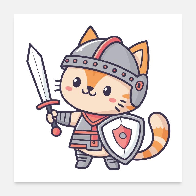 Chat Chevalier Miniature Poster 60 x 60 cm