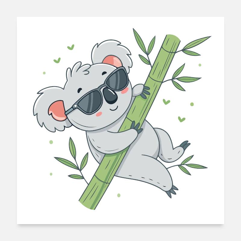 Koala on bamboo with glasses Poster 24" x 24" (60x60 cm)