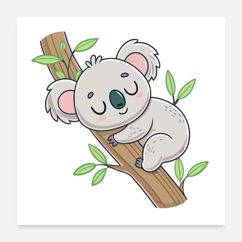 Koala Endormi sur Branche Poster 60 x 60 cm
