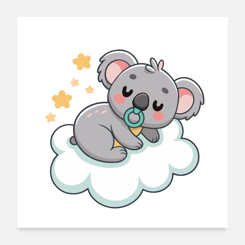 Baby Koala dreamer on pastel cloud Poster 24" x 24" (60x60 cm)