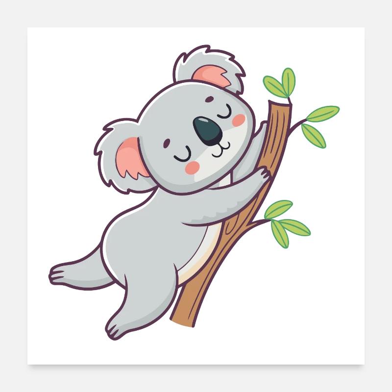 Cuddly koala on pastel branch Poster 24" x 24" (60x60 cm)