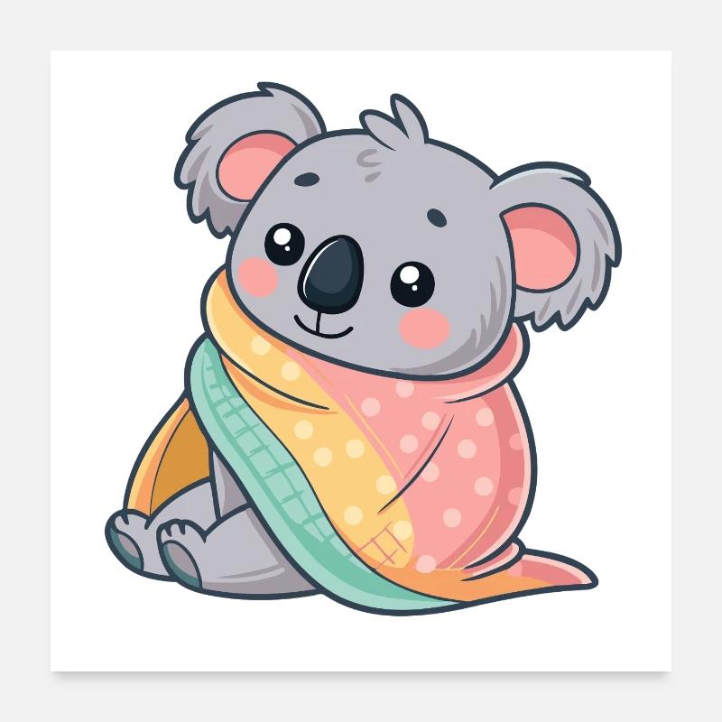 Koala cosy sous couverture Poster 60 x 60 cm