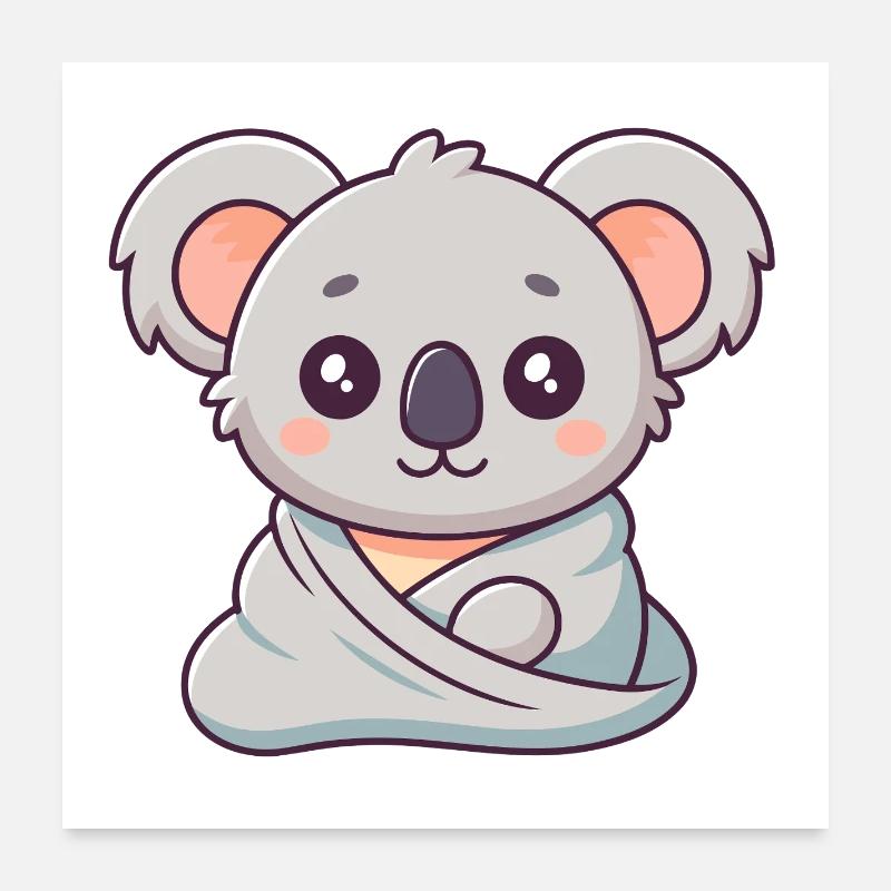 Koala câlin en wrap pastel Poster 60 x 60 cm