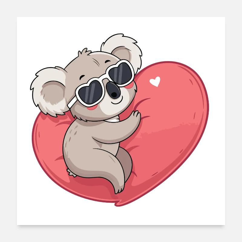 Koala Smiling Heart Poster 24" x 24" (60x60 cm)