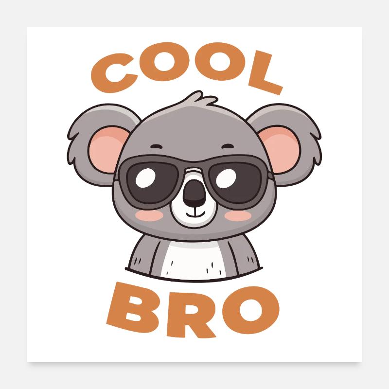 Koala Cool Bro mit Schutzbrille Poster 60x60 cm