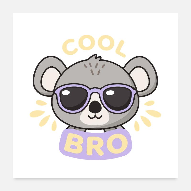 Koala cool lunettes violet Poster 60 x 60 cm