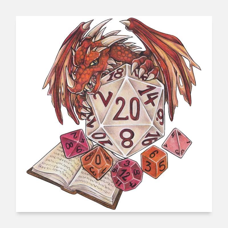 Rollenspiel Tabletop D20 Würfel Game Master Poster 60x60 cm