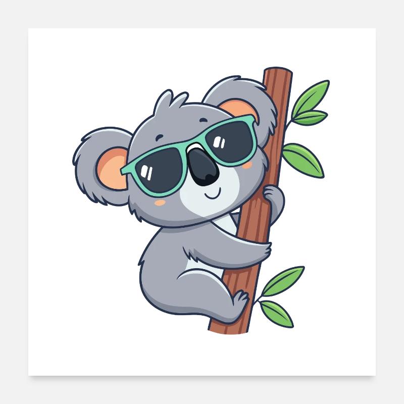 Koala branché lunettes soleil Poster 60 x 60 cm