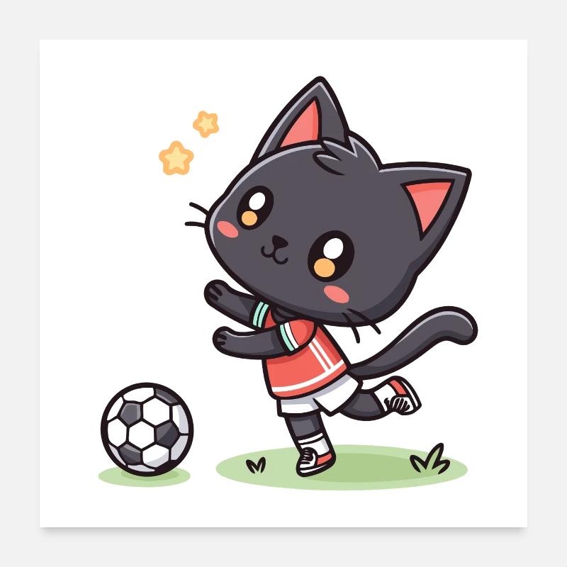 Kätzchenfußballer im Einsatz Poster 60x60 cm