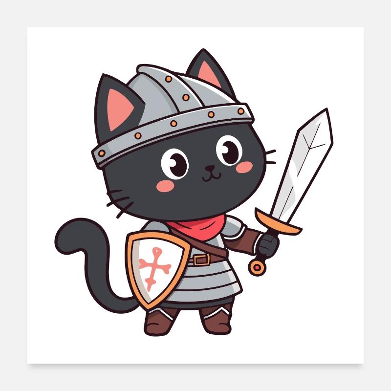 Chat Chevalier Poster 60 x 60 cm