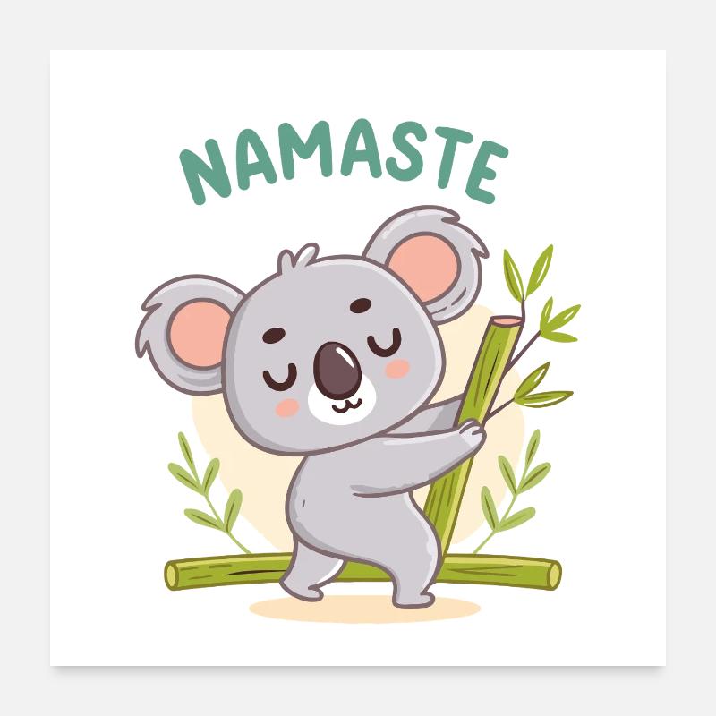 Koala Namaste Bambou Pastel Poster 60 x 60 cm
