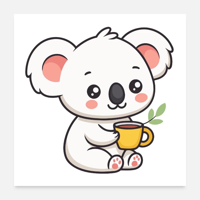 Koala Doux au Thé Poster 60 x 60 cm