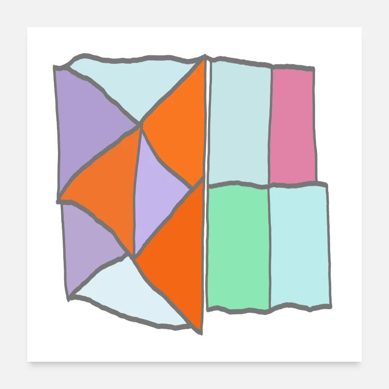 Geometrisches Patchwork-Mosaik - Poster 60x60 cm - Weiß