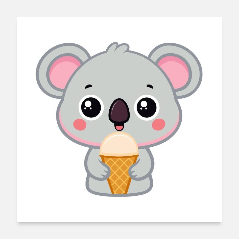 Kawaii Iced Gourmet Koala Poster 24" x 24" (60x60 cm)