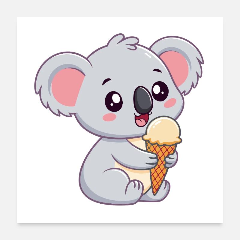 Koala gourmand à la glace Poster 60 x 60 cm