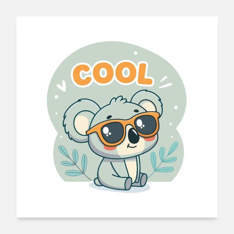 Koala Cool aux lunettes orange Poster 60 x 60 cm