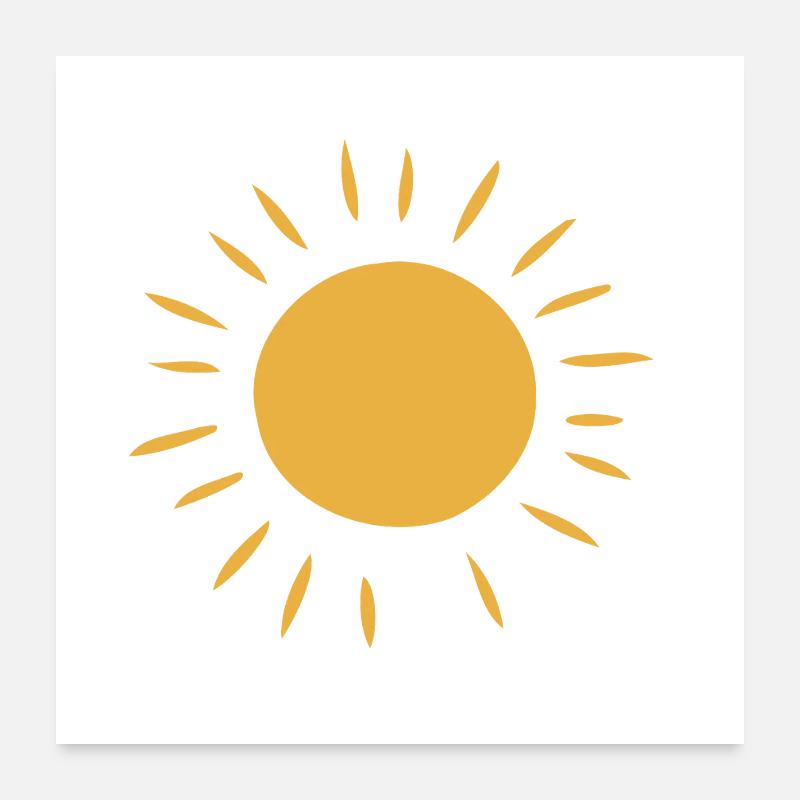 Warme minimalistische Sonne - Poster 60x60 cm - Weiß