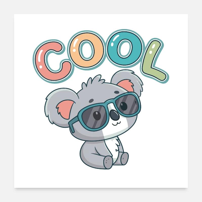 Koala Cool pastel Lunettes Poster 60 x 60 cm