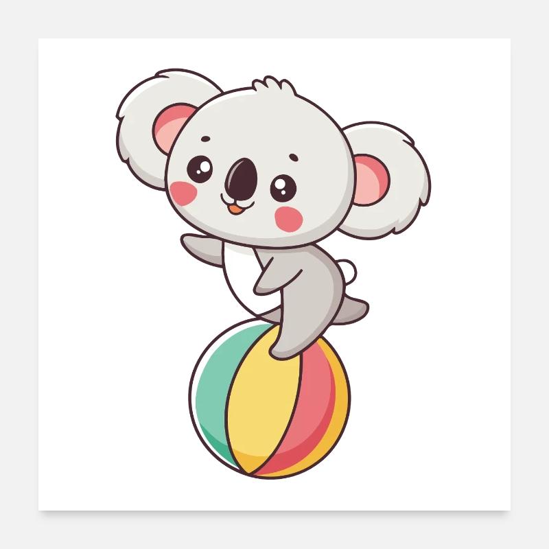 Koala on rainbow colored ball Poster 24" x 24" (60x60 cm)