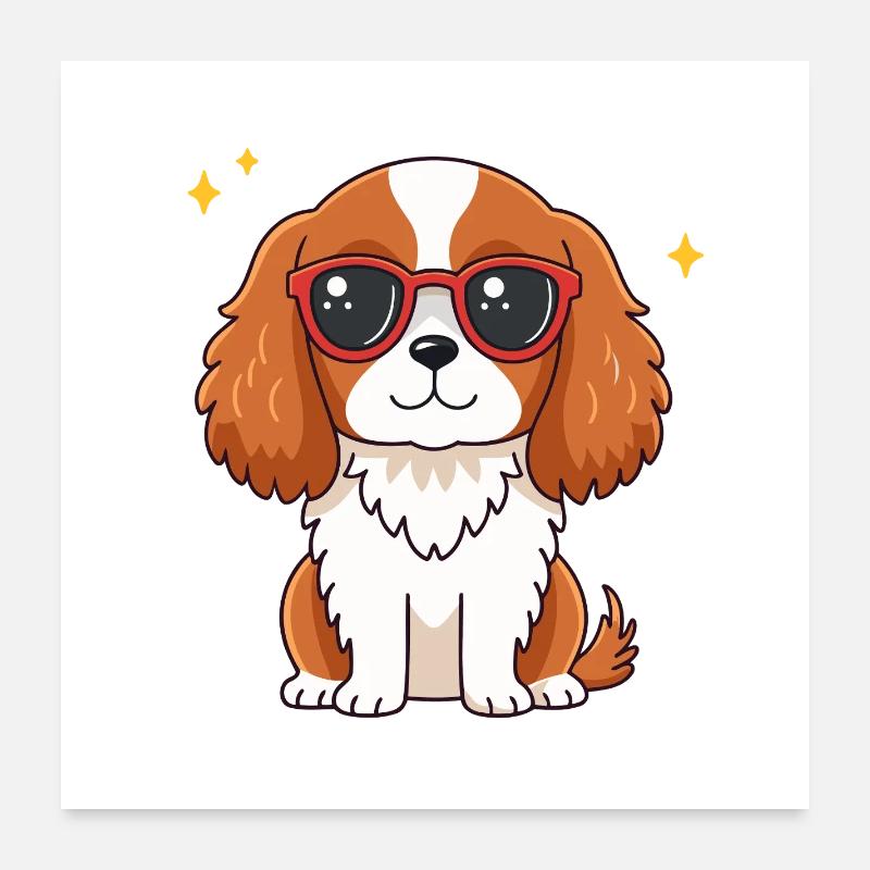 Chien chic à lunettes rouges Poster 60 x 60 cm