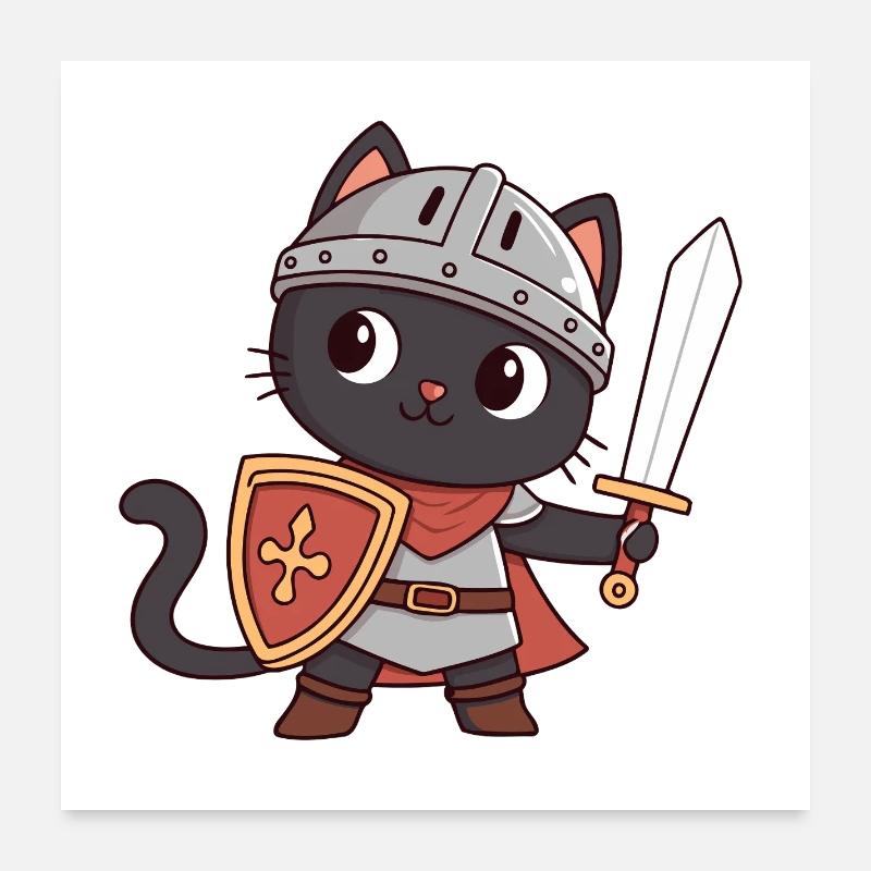 Chat Noir Chevalier Poster 60 x 60 cm