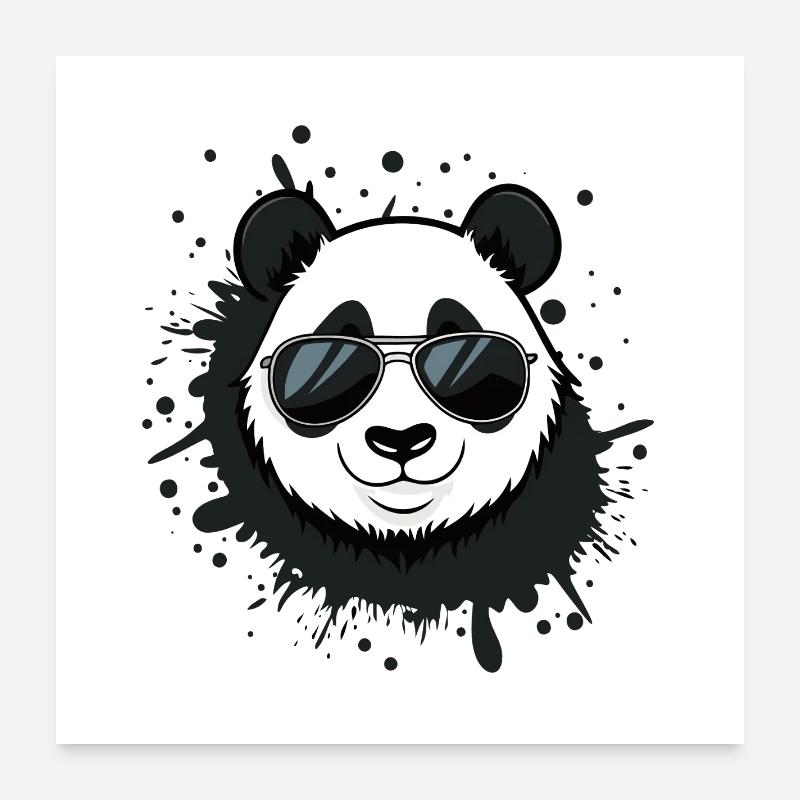 Panda lunettes splatter Poster 60 x 60 cm
