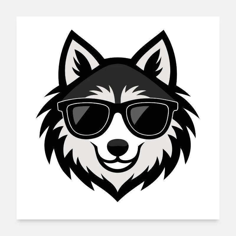 Wolf-Hipster-Sonnenbrille Poster 60x60 cm