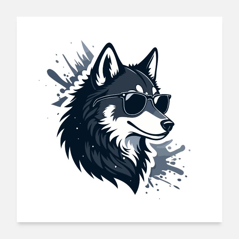 Loup Lunettes Soleil Splash Poster 60 x 60 cm