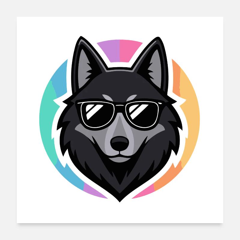 Loup chic lunettes soleil Poster 60 x 60 cm