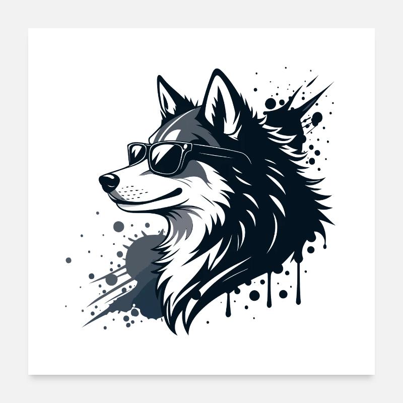 Husky chic glasses and splash Poster 24" x 24" (60x60 cm)